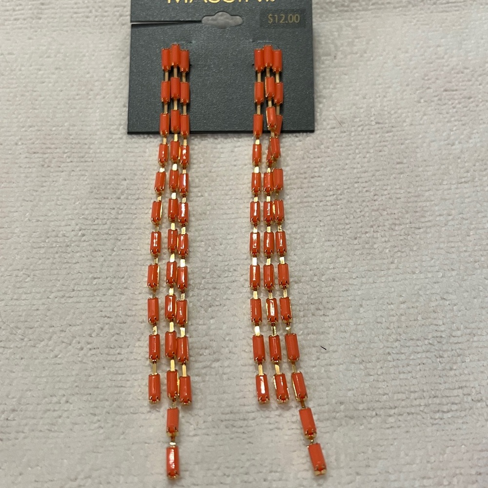3/$15 Massini Coral and Gold Dangle Earrings Lot 266